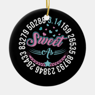 Pi Day Sweet As Pi Math Kids Womens Mens Grunge Ceramic Ornament