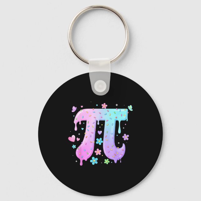Pi Day Symbol Ice Cream Drip Sprinkle Lover Math T Key Ring (Front)
