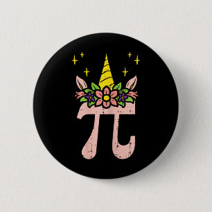 Pi Day Symbol Unicorn Head Cute 314 Math Pun Geek 6 Cm Round Badge