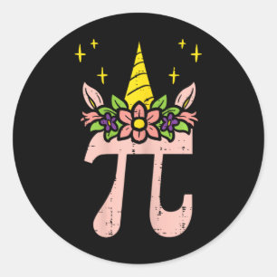 Pi Day Symbol Unicorn Head Cute 314 Math Pun Geek Classic Round Sticker