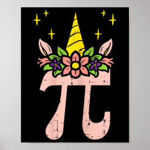 Pi Day Symbol Unicorn Head Cute 314 Math Pun Geek  Poster