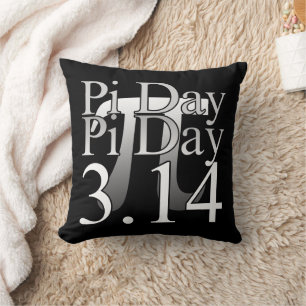 Pi Day Typography Black Cushion