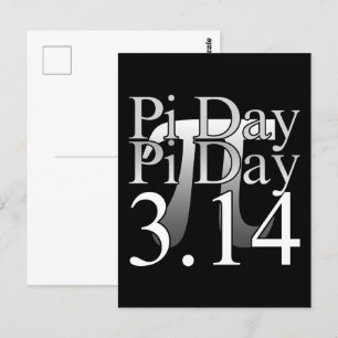 Pi Day Typography Black Postcard