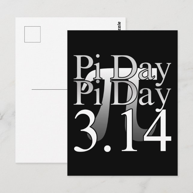 Pi Day Typography Black Postcard (Front/Back)