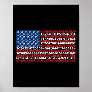 Pi Day Us Flag Patriotic Math Lover Pi Day Poster