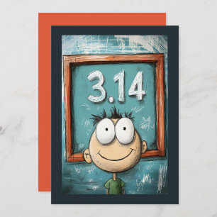 Pi Day Whimsy Big-Eyed Cartoon Character Invitation