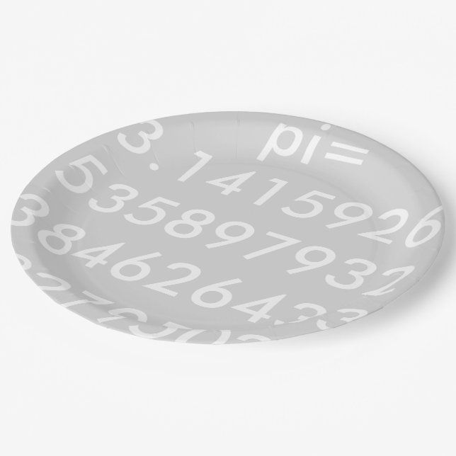 pi Digits Math Love pi= 3.14159 pi Day paper plate (Angled)