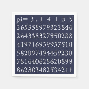 Pi Digits PiDay Party Mathematics Numbers Blue Napkin