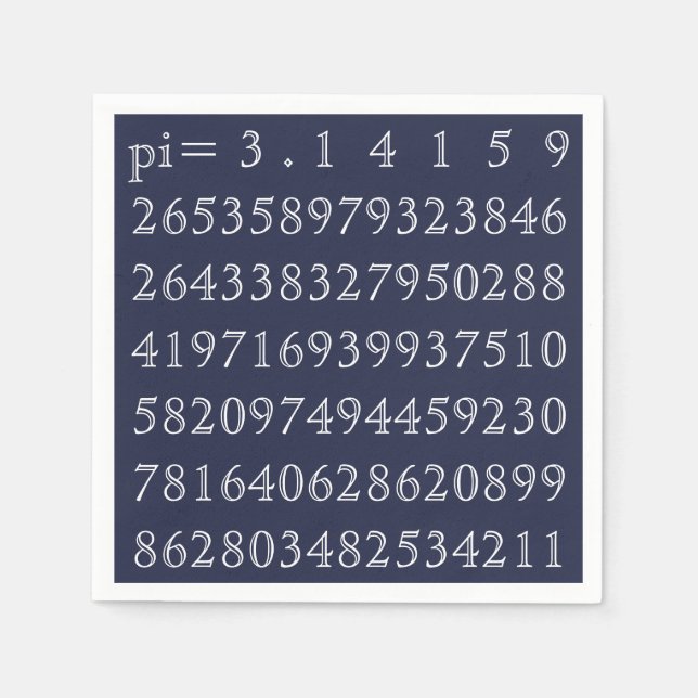 Pi Digits PiDay Party Mathematics Numbers Blue Napkin (Front)