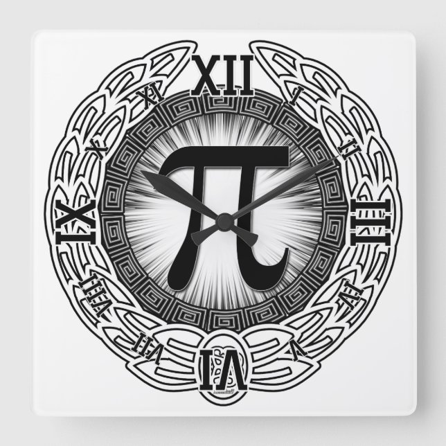 PI Emblem Square Wall Clock (Front)