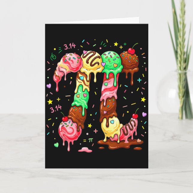 Pi Ice Cream Drip Math Pi Math Funny Pi Day Symbol Card (Front)