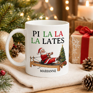 Pi La La La Lates Funny Santa Pilates Christmas Coffee Mug