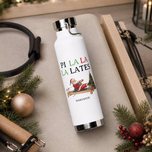 Pi La La La Lates Funny Santa Pilates Christmas Water Bottle