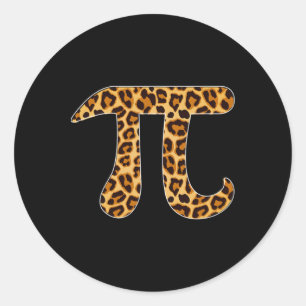 Pi Leopard Print Skin Cheetah Pi Day Math Nerd Mat Classic Round Sticker