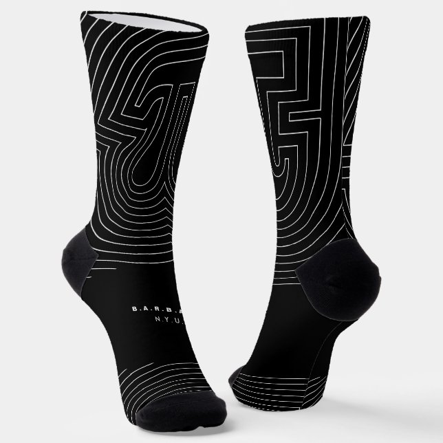 Pi Line Art Teacher's Day Back to School Monogram Socks (Angled)