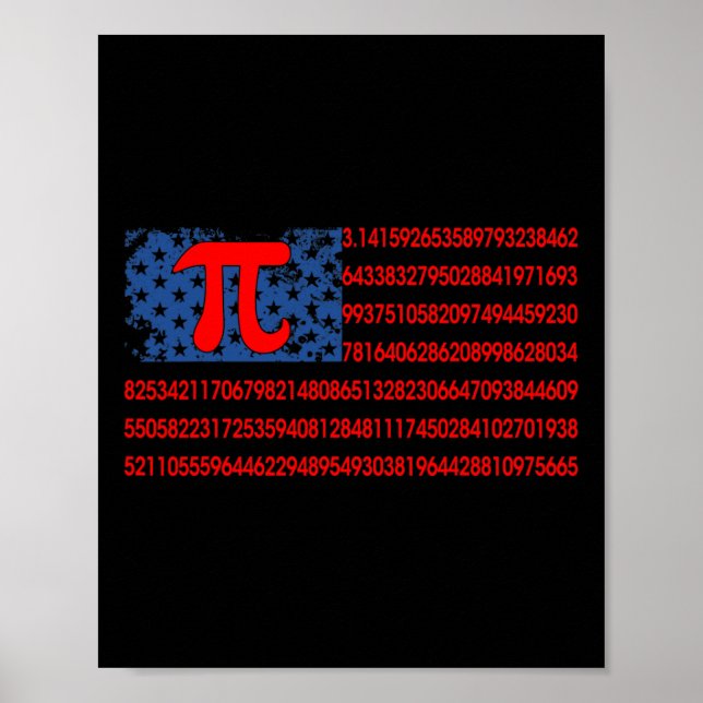 Pi Math American Flag 3  Poster (Front)