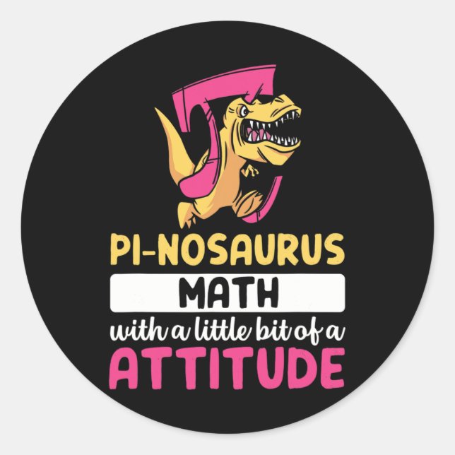 Pi Math Mathematics Dinosaur Dino Pi Day  Classic Round Sticker (Front)