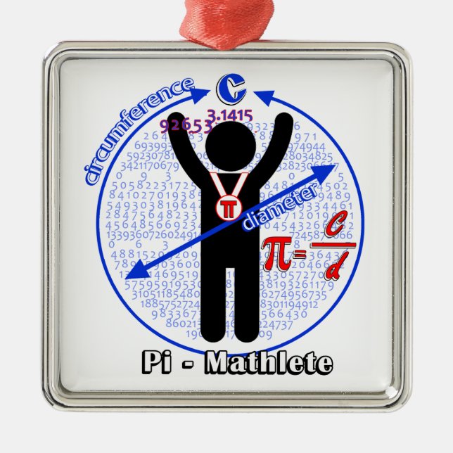 Pi-Mathlete 3.14 Pi Day Metal Tree Decoration (Front)