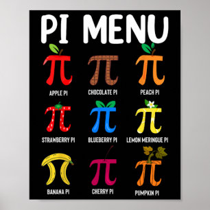 Pi Menu 3.14 Pi Symbol - Math Teacher Happy Pi Day Poster