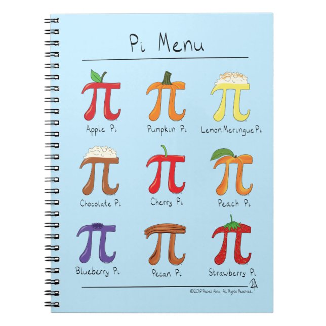 Pi Menu Cute Math Pi Day Notebook (Front)