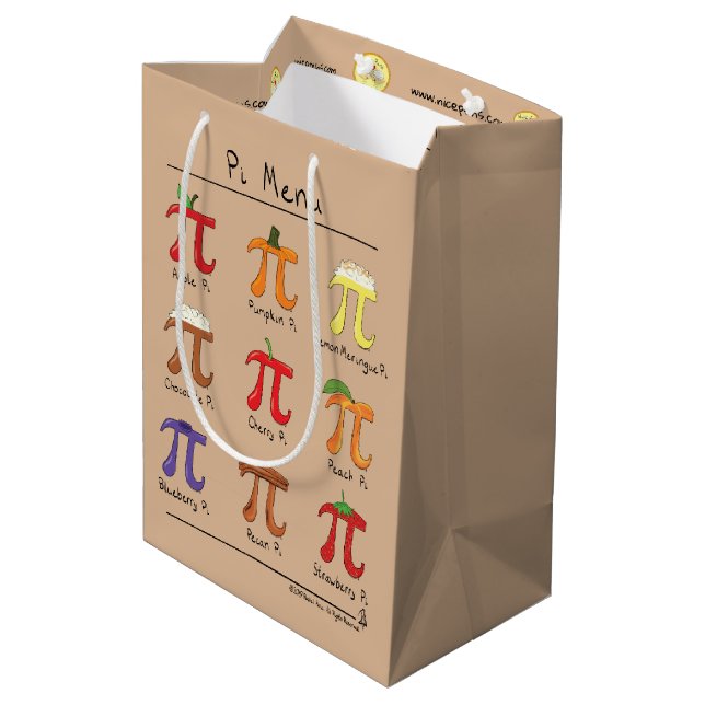 Pi Menu Cute Math Pi Day Party Gift Bag (Back Angled)