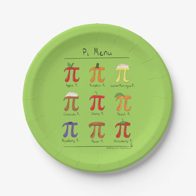Pi Menu Cute Math Pi Day Party Paper Plates (Front)