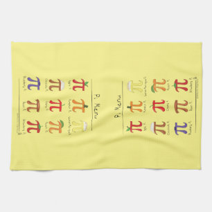 Pi Menu Cute Math Pi Day Pie Baking Kitchen Towel