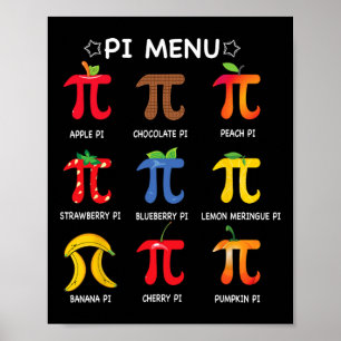 Pi Menu Math Teacher Funny Pi Day Math Teacher  Poster
