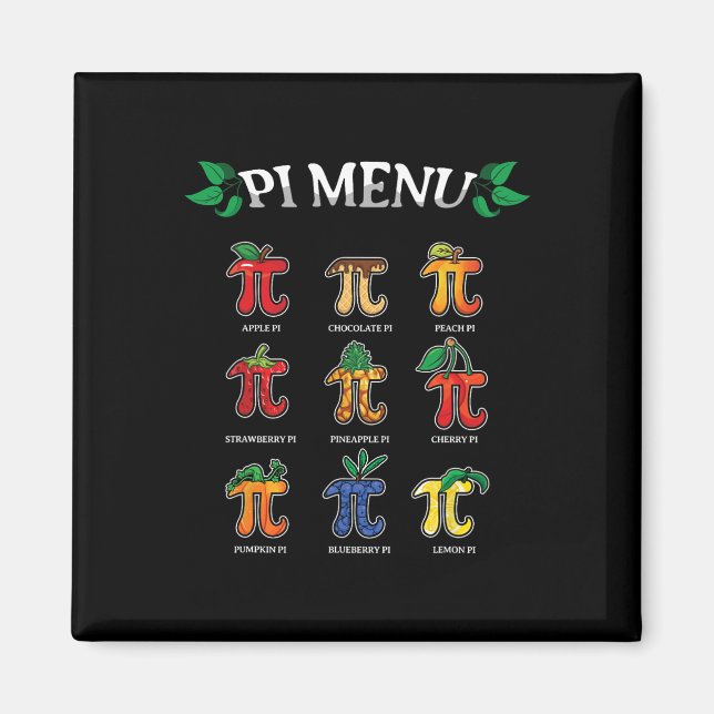 Pi Menu Pi Day 2025 3.14 Math Teacher Pie Menu Mat Magnet (Front)