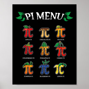 Pi Menu Pi Day 2025 3.14 Math Teacher Pie Menu Mat Poster