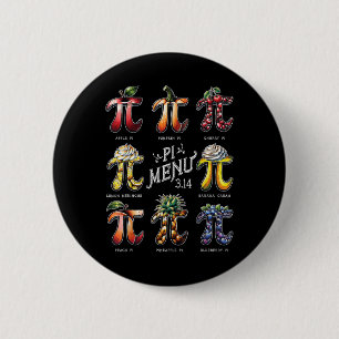 Pi Menu Pi Day 3.14 Funny Fruit Pie Menu Teachers 6 Cm Round Badge