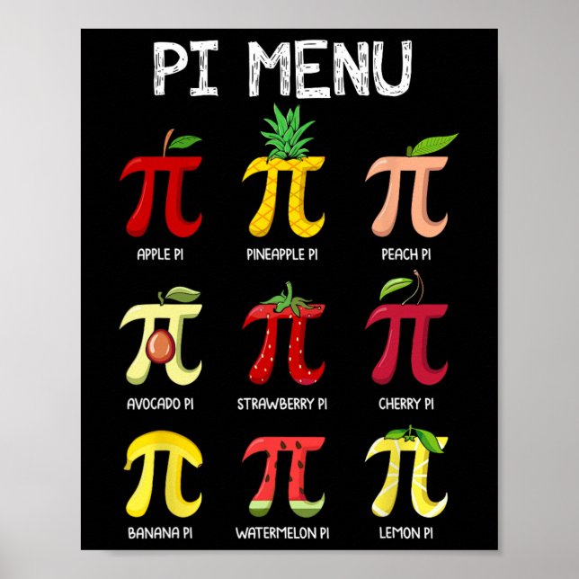 Pi Menu Pie Math Day Mathematics Math Teacher Pi S Poster (Front)