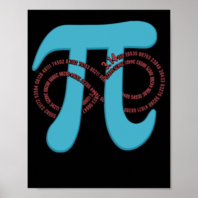 Pi Number 3.141 Infinity Geek Poster (Front)