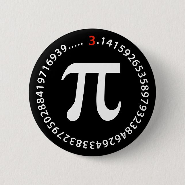 Pi Number Design 6 Cm Round Badge (Front)