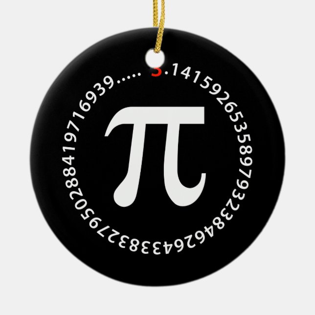 Pi Number Design Ceramic Tree Decoration (Front)