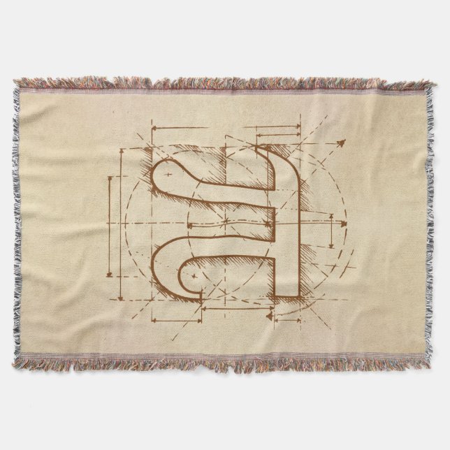 Pi Number Drawing Throw Blanket (Front)