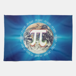 Pi Number on Earth Blue Kitchen Towels