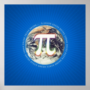 Pi Number on Earth   Math Blue poster