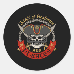 Pi Pirate 3.14% Math Geek Teacher Men Women Boys G Classic Round Sticker