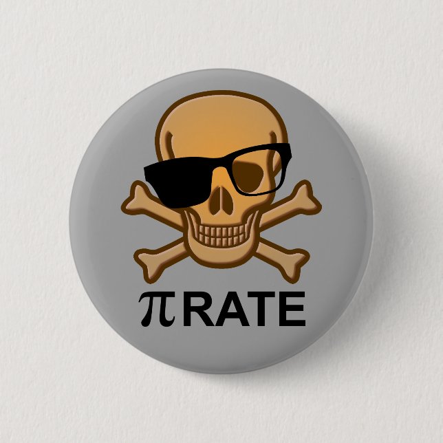 Pi Pirate Funny math Geometry Button Badge Pin (Front)
