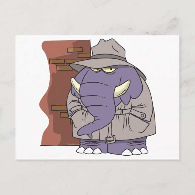 PI private eye spy sneaky elephant Postcard (Front)