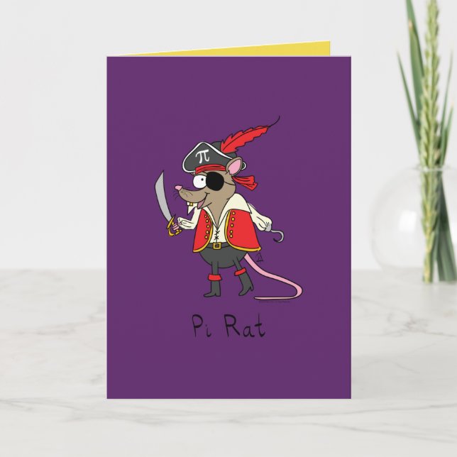 Pi Rat - Funny Math Pirate Greeting Card (Front)