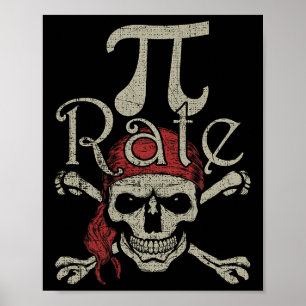 Pi Rate March 14 Pirate 3.14 Distressed Pi-rate  Poster
