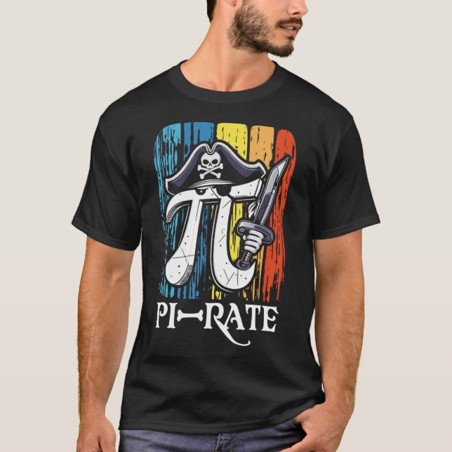 Pi Rate Pirate Pi Day Math Teacher Mathematics Ret T-Shirt (Front)