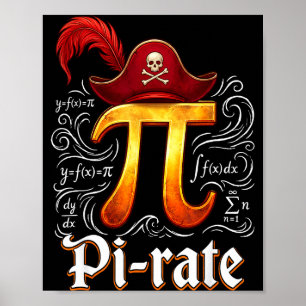 Pi Rate Science Student Math Teacher Funny Pi Day  Poster