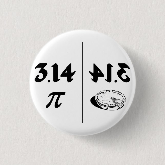 Pi Reversed Pie Mirror 3 Cm Round Badge (Front)