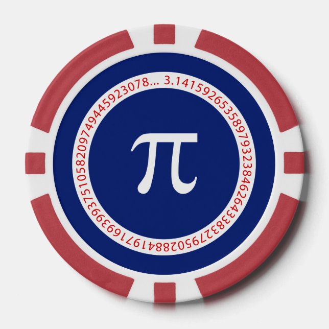 Pi Ring on Navy Blue Poker Chips (Front)