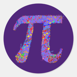 Pi Symbol Action Painting Splatter Classic Round Sticker