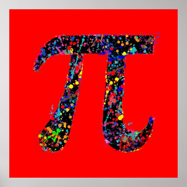 Pi Symbol Action Painting Splatter Poster (Front)