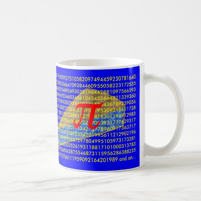 Pi symbol, digits and pie coffee mug (Right)